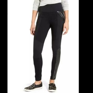 ATHLETA Luxe Ponte Faux Leather Zipper Legging